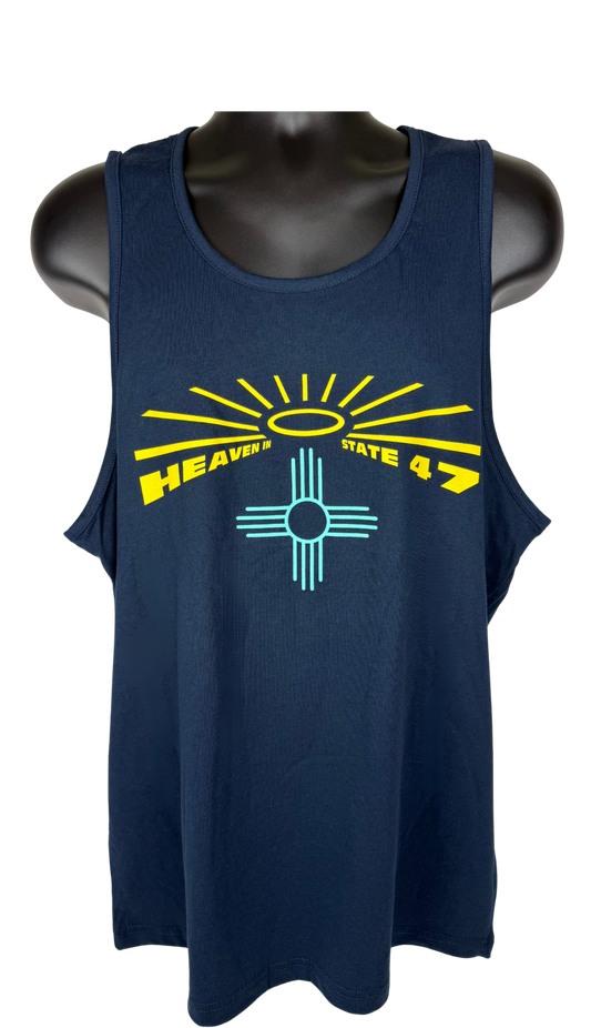 Men's Jersey Tank | Heaven in State 47 Logo | Heavy Metal, Midnight Navy, Tahiti Blue