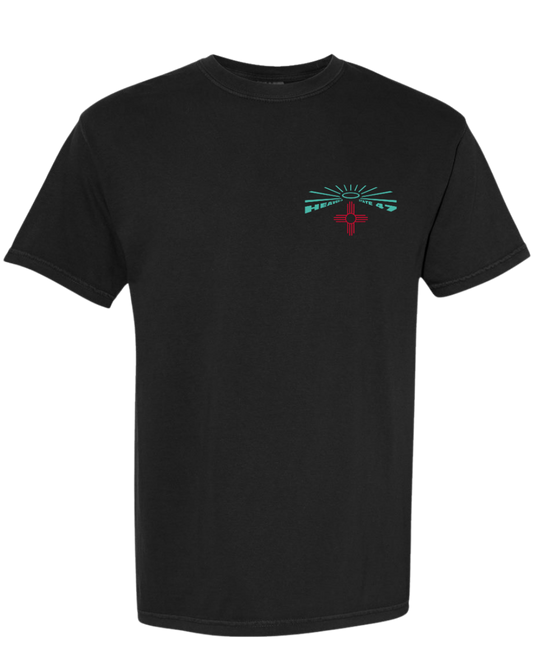 Men's 100% Cotton Heavyweight Crew | Heaven in State 47 Logo | Black | Turquoise & Red HS47