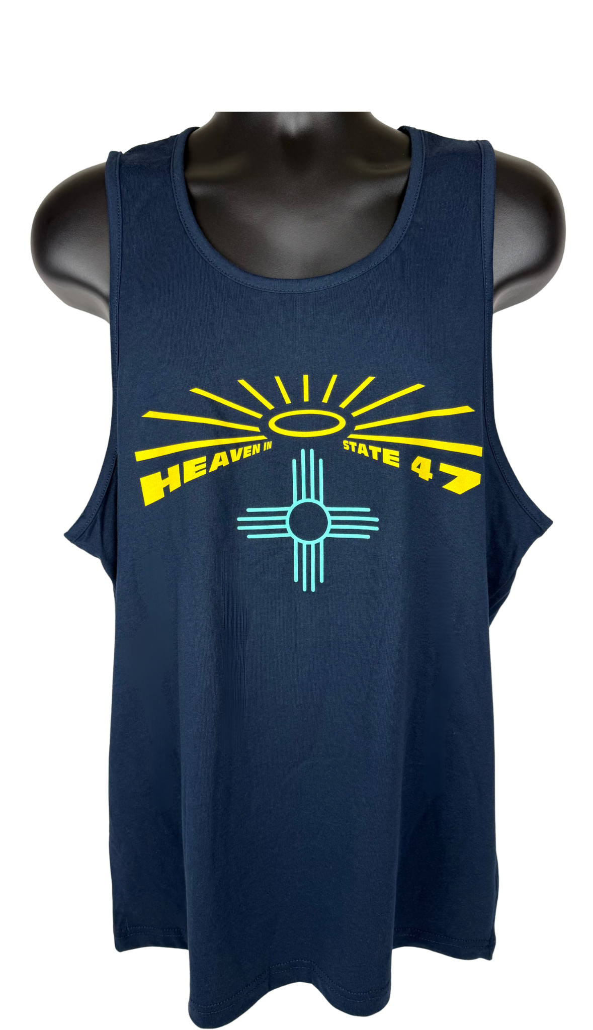 Men's Jersey Tank | Heaven in State 47 Logo | Heavy Metal, Midnight Navy, Tahiti Blue