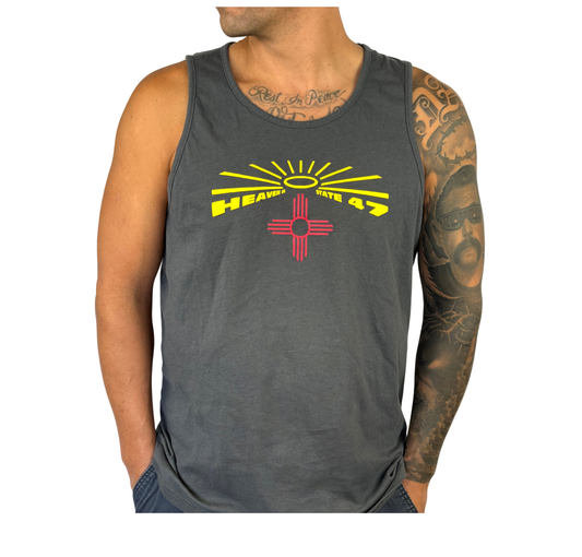 Men's Jersey Tank | Heaven in State 47 Logo | Heavy Metal, Midnight Navy, Tahiti Blue