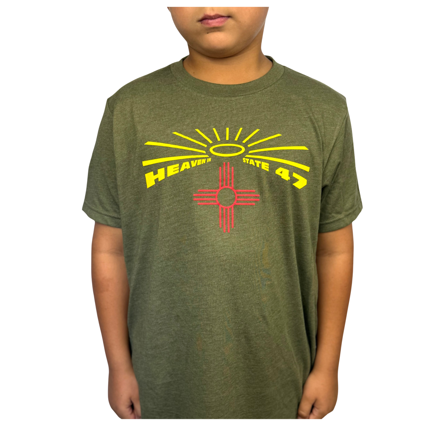 Kid's Crew | Heaven in State 47 Logo | Military Green & Tahiti Blue