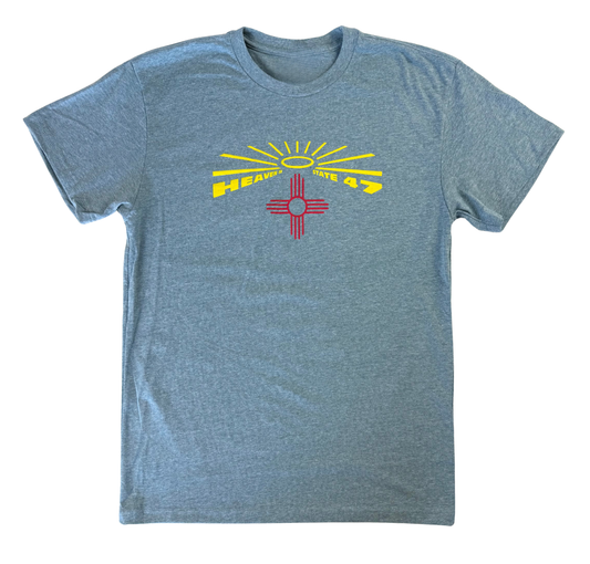 Unisex Heavyweight Tee | Heaven in State 47 Logo | Heather Pacific