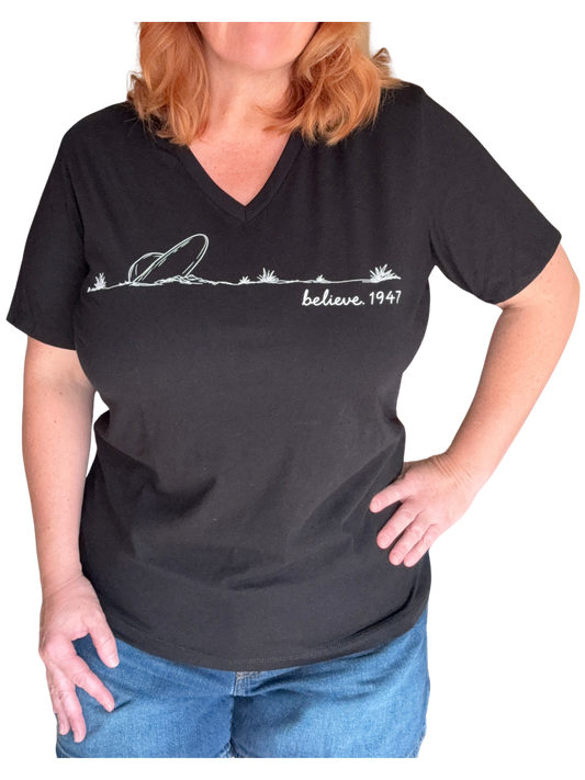 Women's V-Neck | Heaven in State 47 | Black | believe. 1947